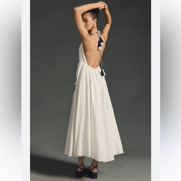 Anthropologie Farm Rio Embroidered Halter Maxi Dress - Picture 2 of 11